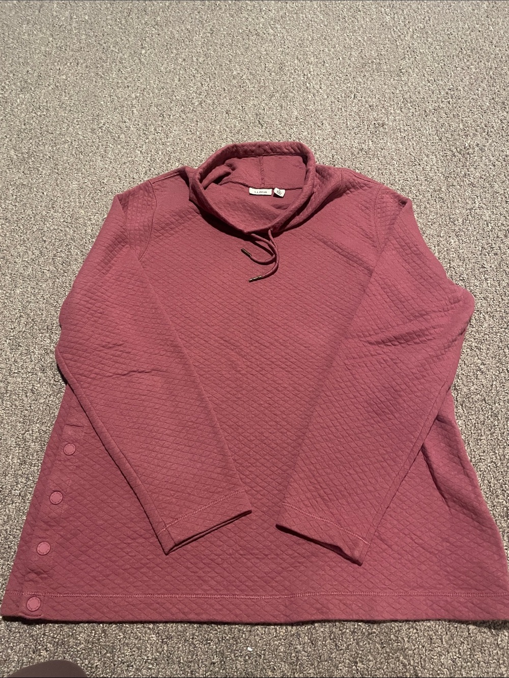 L.L. Bean Quilted Funnel Neck Sweater - Rose